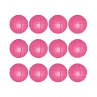 8" Paper Lantern Fuschia Regular Wire Value Pack (12 PCS)
